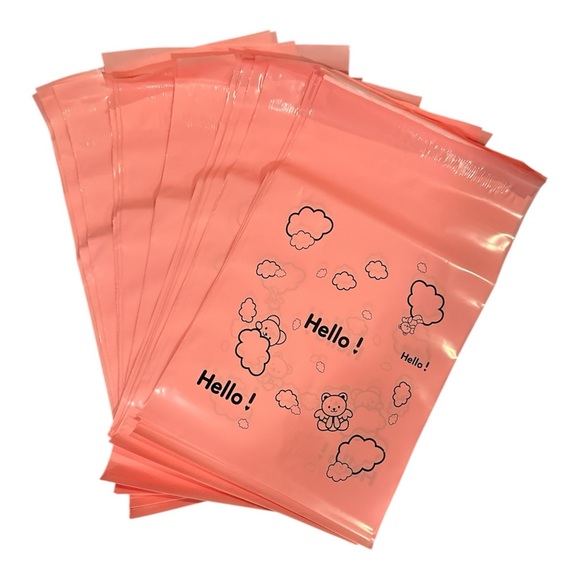 30 Count Pink “Hello” Bear & Cloud Poly Mailers – 6" x 9" - Picture 4 of 6